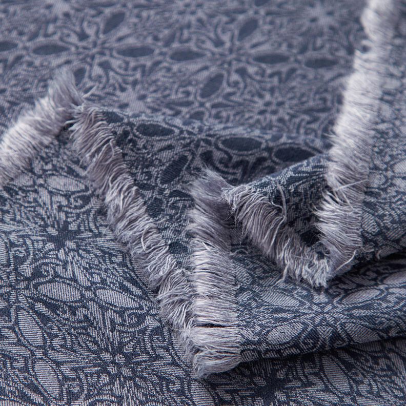 Stretch jacquard ornamenten – jeansblauw,  image number 5