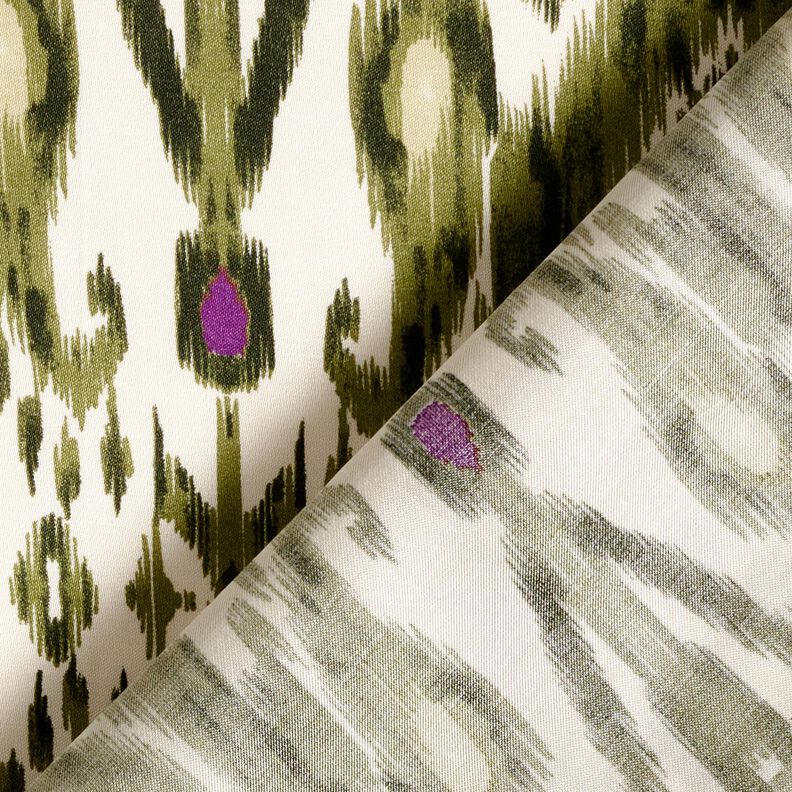 Viscose satijn Ikat-patroon – wit/pistache,  image number 5