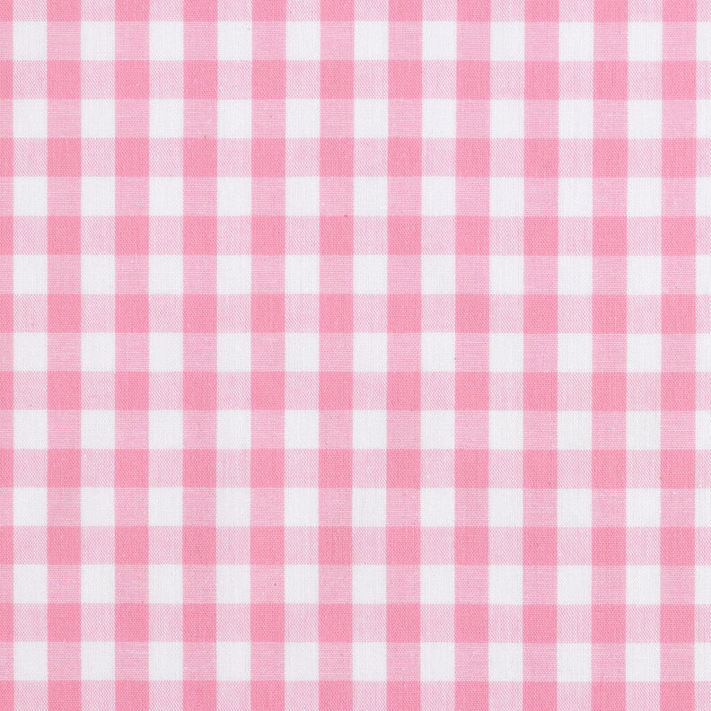 Katoenen stof Vichy ruit 1 cm – roze/wit,  image number 1