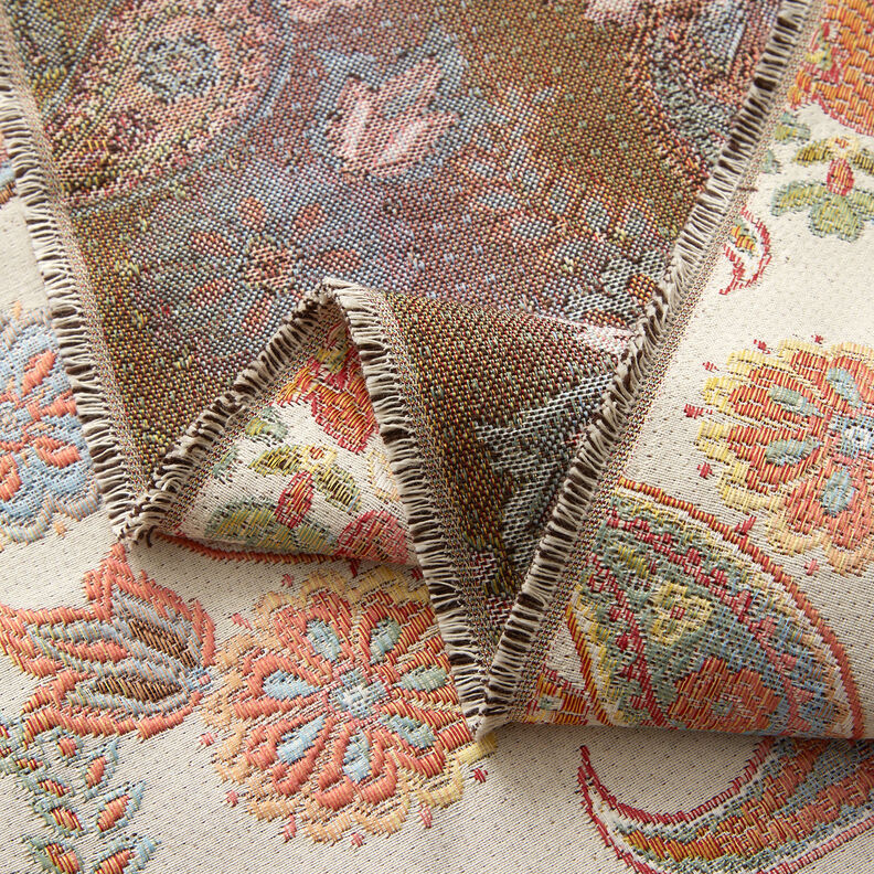 Decostof Jacquard Indiase paisley – lichtbeige/zalm,  image number 3