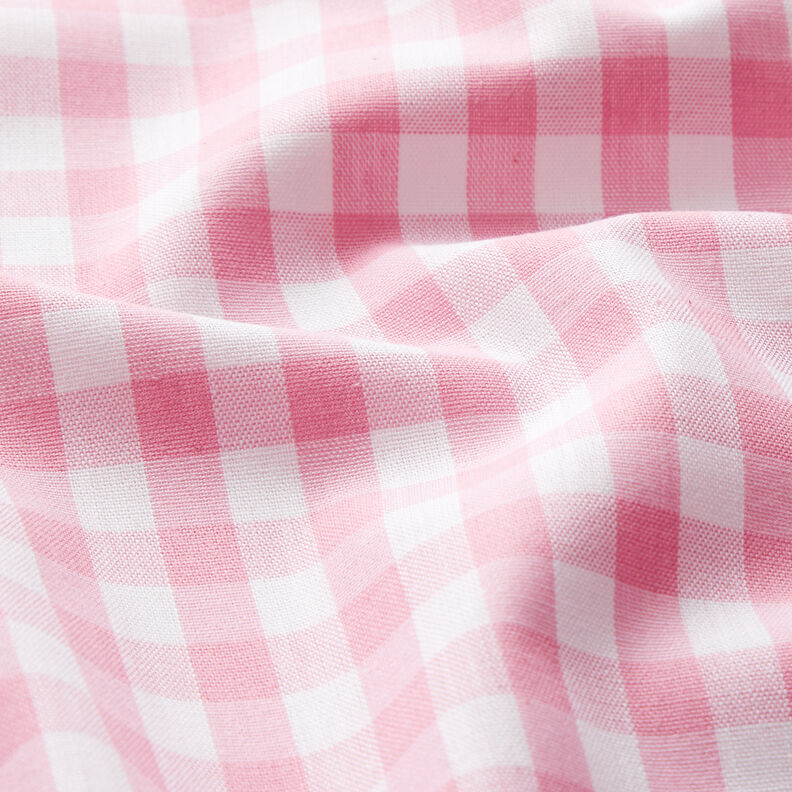 Katoenen stof Vichy ruit 1 cm – roze/wit,  image number 2