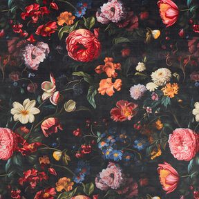 Decoratiefluweel romantische bloemen – anthraciet/roos, 