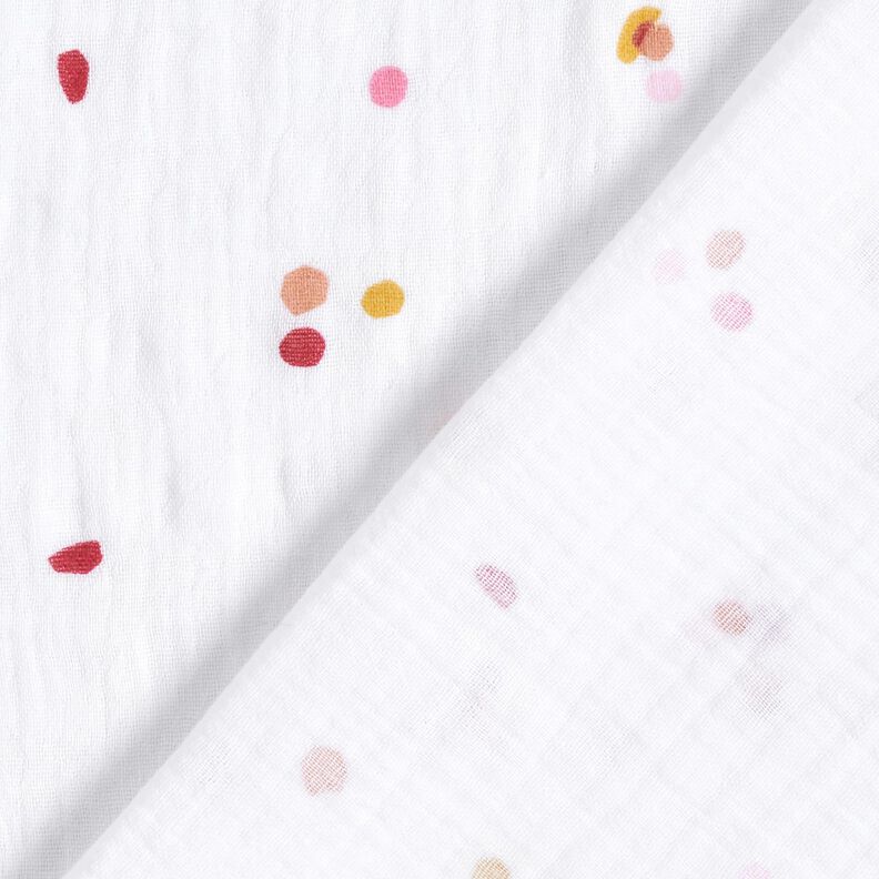 Mousseline/dubbel gehaakte stoffen kleurrijke stippen – wit,  image number 4