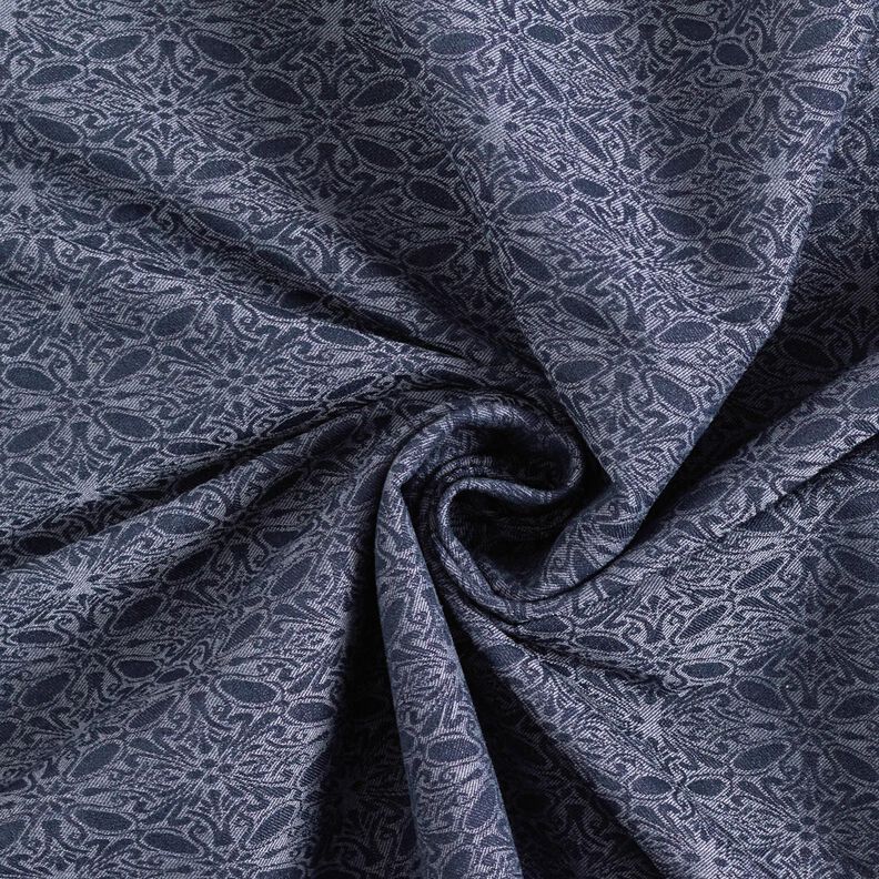 Stretch jacquard ornamenten – jeansblauw,  image number 3