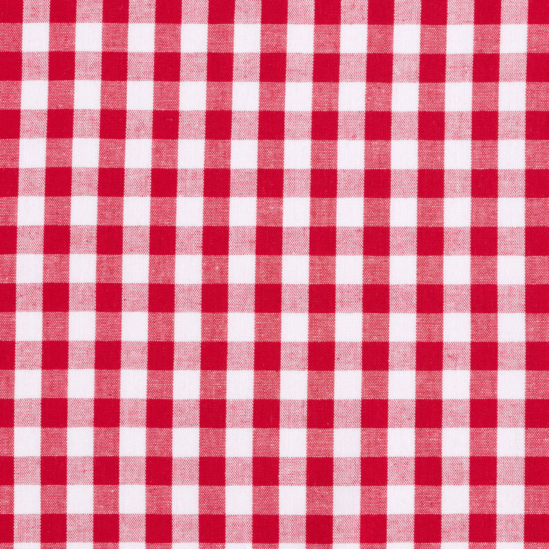 Katoenen stof Vichy ruit 1 cm – rood/wit,  image number 1