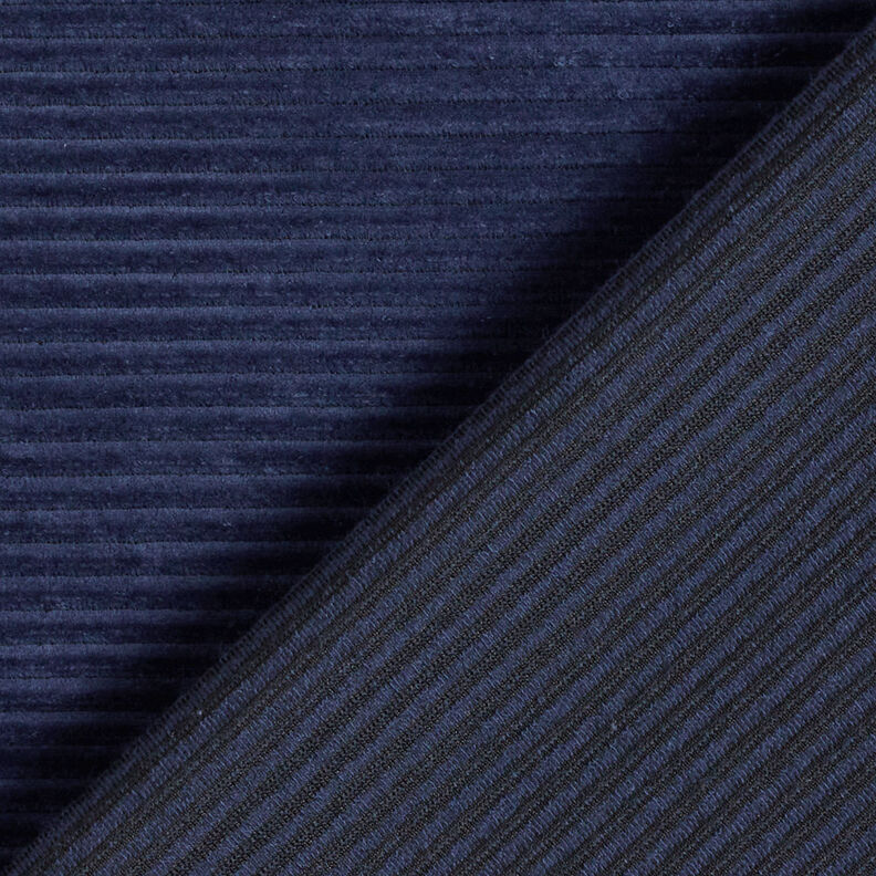 Brede rib Jersey Dwarse ribbels – marineblauw,  image number 3