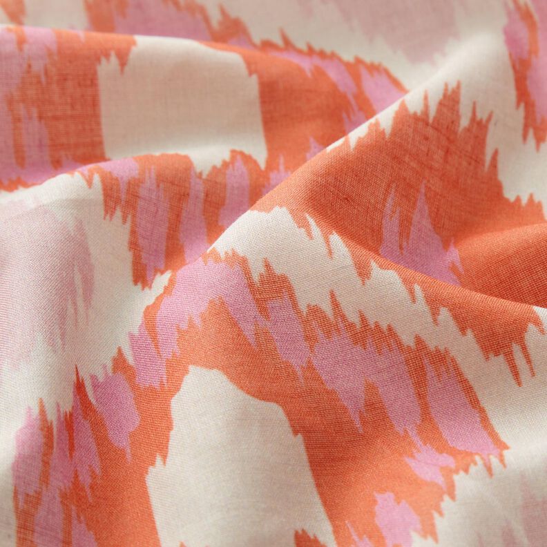 Katoenvoile Ikat-look – beige/oranje,  image number 2