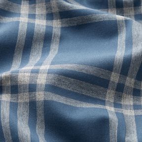 Katoenen stof grote ruit – jeansblauw/lichtgrijs, 
