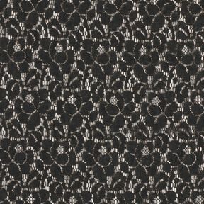 Kanten stof lurex bloemen – zwart/goud metallic, 