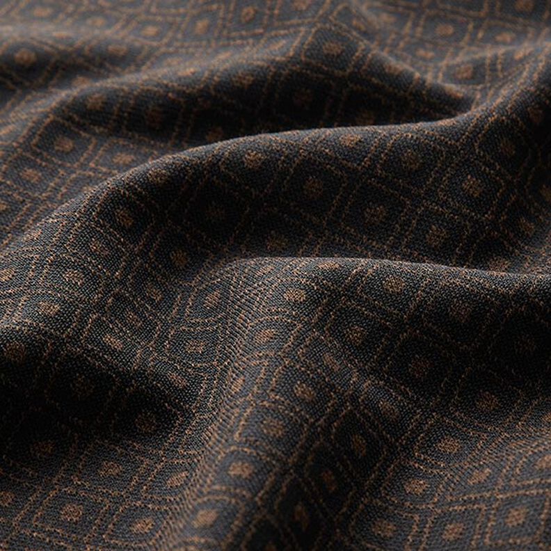 Stretch jacquard ruiten – zwart/bruin,  image number 2