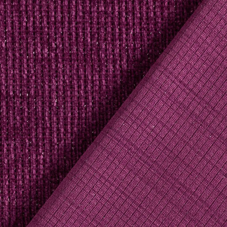 Glitter chenille – aubergine/zilver metallic,  image number 4