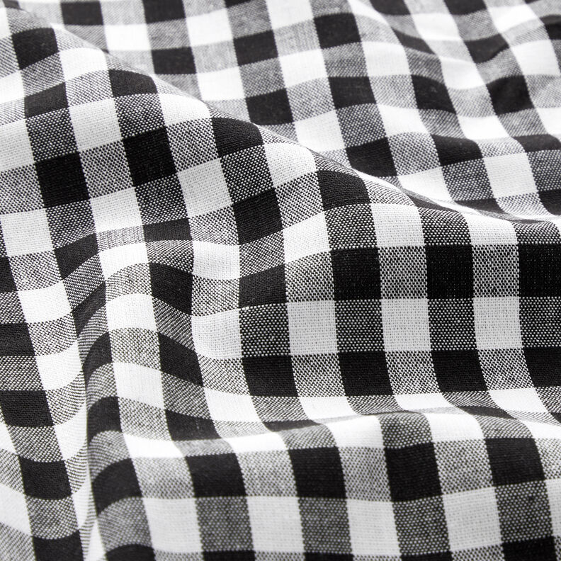 Katoenen stof Vichy ruit 1 cm – zwart/wit,  image number 2