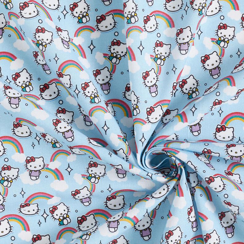 Katoenpopeline Hello Kitty-regenbogen Licentiestof | SANRIO – hemelsblauw,  image number 3