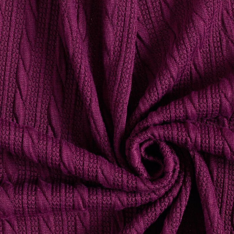 Tricot Cloqué Kabelsteekpatroon – merlot,  image number 3