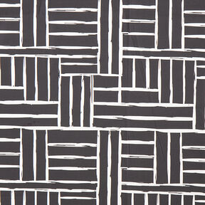Decostof Half panama abstract raster – ivoor/zwart, 