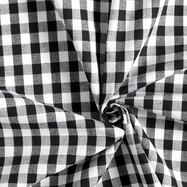 Katoenen stof Vichy ruit 1 cm – zwart/wit,  image number 3
