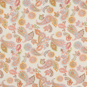 Decostof Jacquard Indiase paisley – lichtbeige/zalm, 