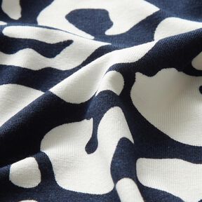 Viscosejersey abstracte luipaardvlekken – nachtblauw/wit, 