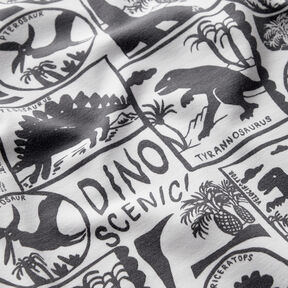 Katoenjersey Dino patches – wit/anthraciet, 