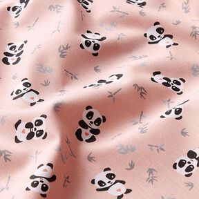 Katoenen stof Cretonne knuffelige panda – roze, 