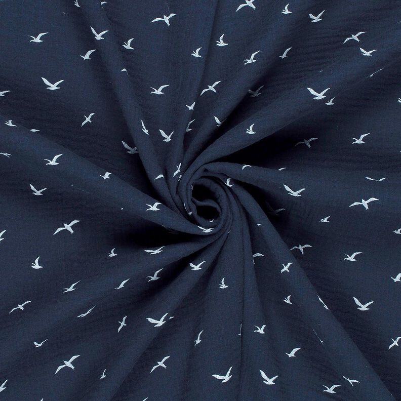Mousseline/dubbel gehaakte stoffen Meeuwen – zwart blauw/wit,  image number 3