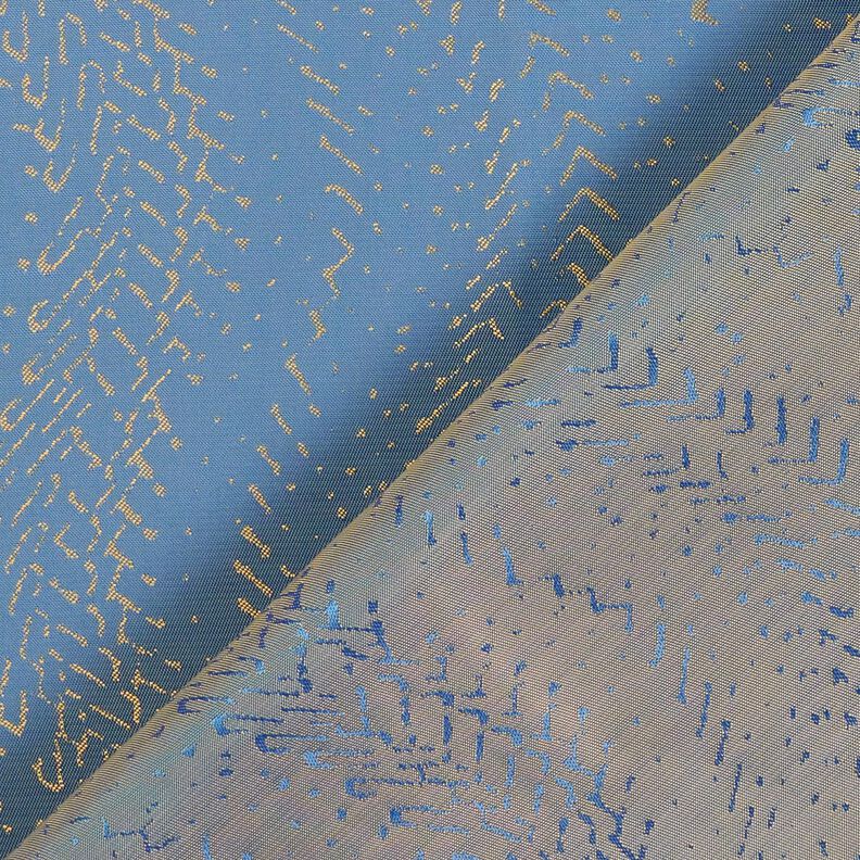 Voeringstof Jacquard Schaalpatroon – blauw/goud,  image number 4