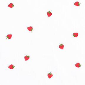 Katoenpopeline Aardbeien – wit, 