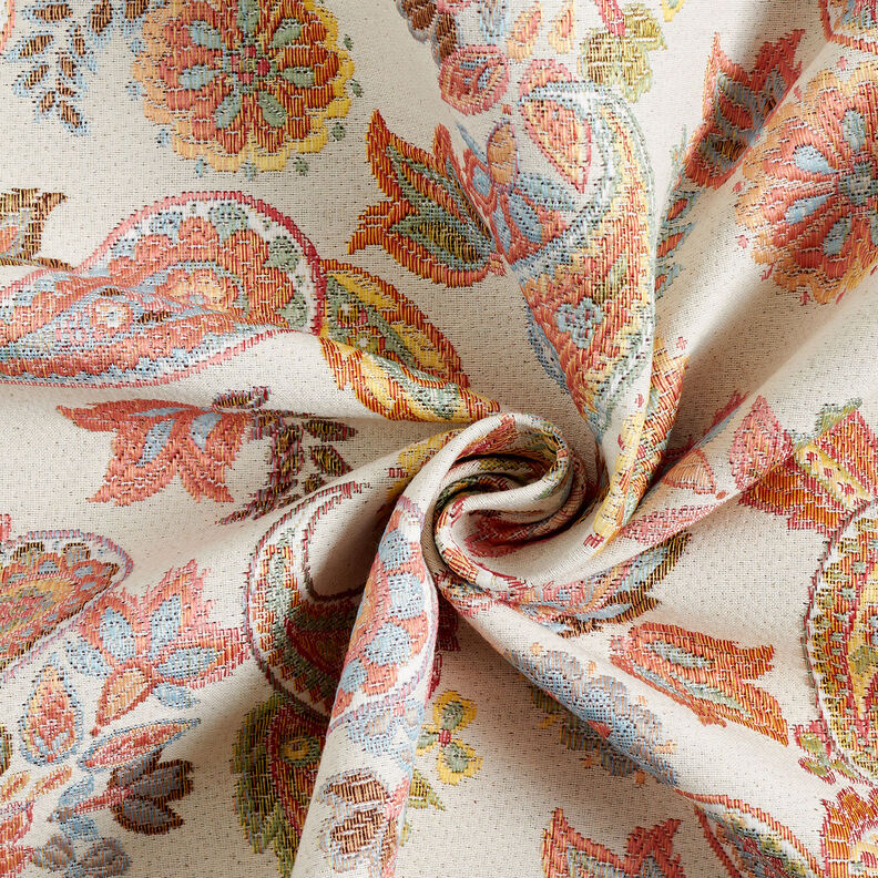 Decostof Jacquard Indiase paisley – lichtbeige/zalm,  image number 4