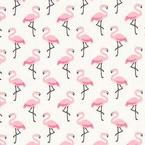 Gecoate katoen flamingo – ecru, 