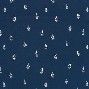 Katoenjersey getekende zeilboten – marineblauw, 
