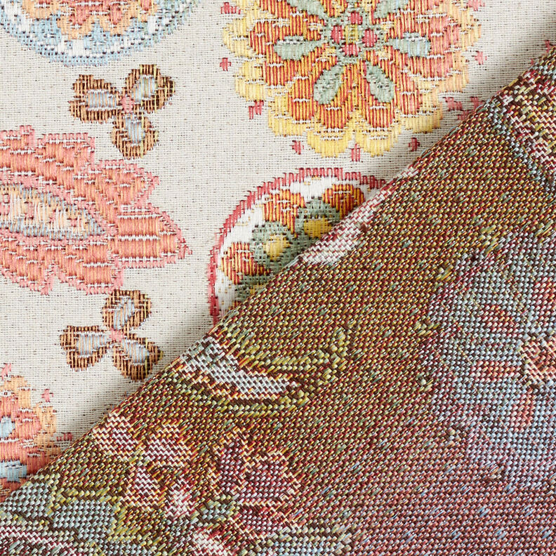 Decostof Jacquard Indiase paisley – lichtbeige/zalm,  image number 5