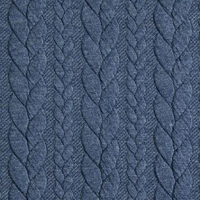 Jerseyjacquard cloqué kabelsteekpatroon – jeansblauw, 
