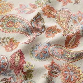 Decostof Jacquard Indiase paisley – lichtbeige/zalm, 