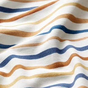 GOTS Katoenjersey delicate digitale print met aquarelstrepen – wit/koningsblauw, 