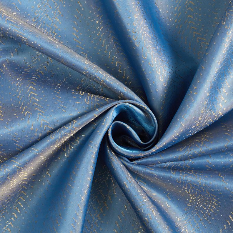 Voeringstof Jacquard Schaalpatroon – blauw/goud,  image number 3