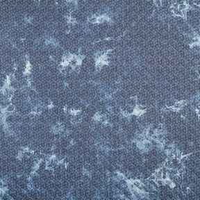 Doorgestikte stof chambray bloemen tie-dye – jeansblauw, 