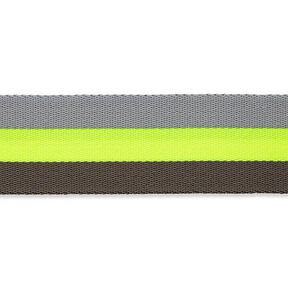 Tassenband neon [ 40 mm ] – neongeel/grijs, 