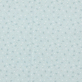 Katoenen stof Popeline kleine bloempjes – duifblauw, 