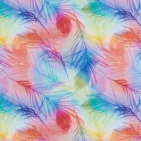 Katoenpopeline Regenboog veren Digitaal printen – koningsblauw/kleurenmix, 
