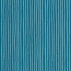 Katoenen stof Cretonne delicate lijnen – blauw/wit, 