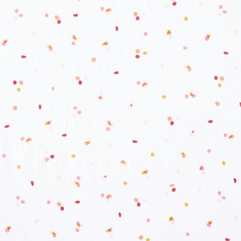 Mousseline/dubbel gehaakte stoffen kleurrijke stippen – wit,  image number 1