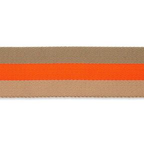 Tassenband neon [ 40 mm ] – neon oranje/beige, 