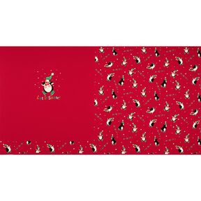 Panel French Terry sommersweat Pinguïn in de sneeuw – rood, 