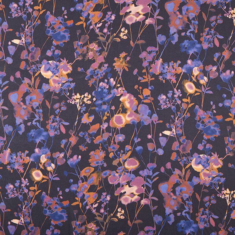 Viscosemix aquarel bloemen – nachtblauw,  image number 1