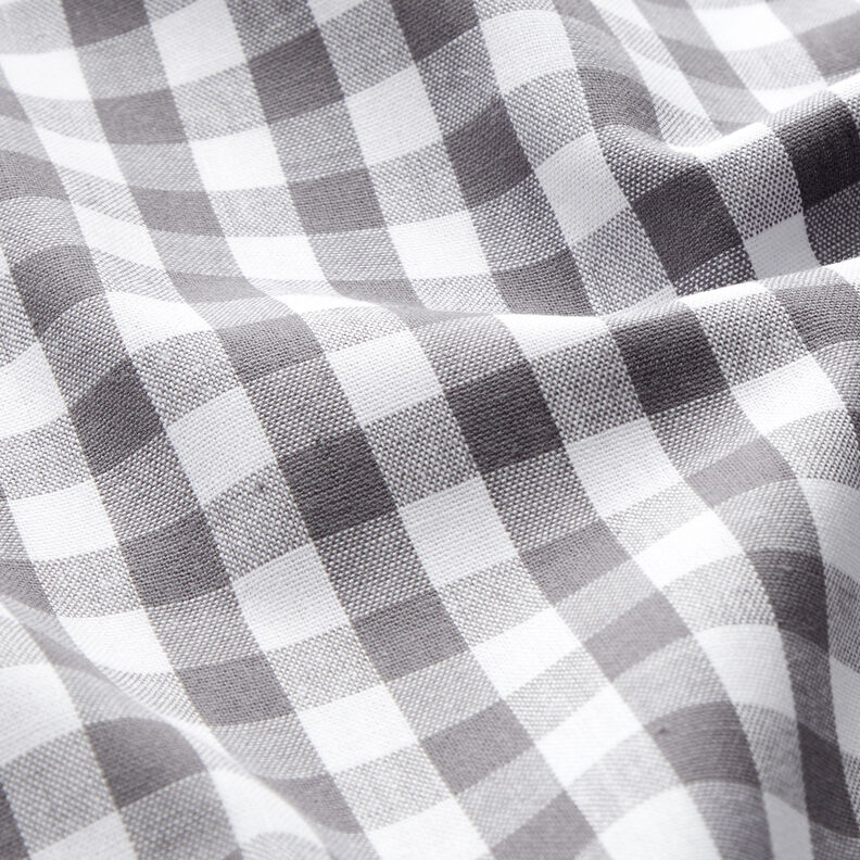 Katoenen stof Vichy ruit 1 cm – parelgrijs/wit,  image number 2