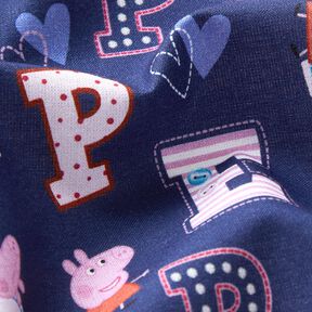 Katoenpopeline Peppa Pig-letters Licentiestof | ABC Ltd – indigo, 
