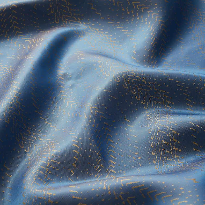 Voeringstof Jacquard Schaalpatroon – blauw/goud,  image number 2