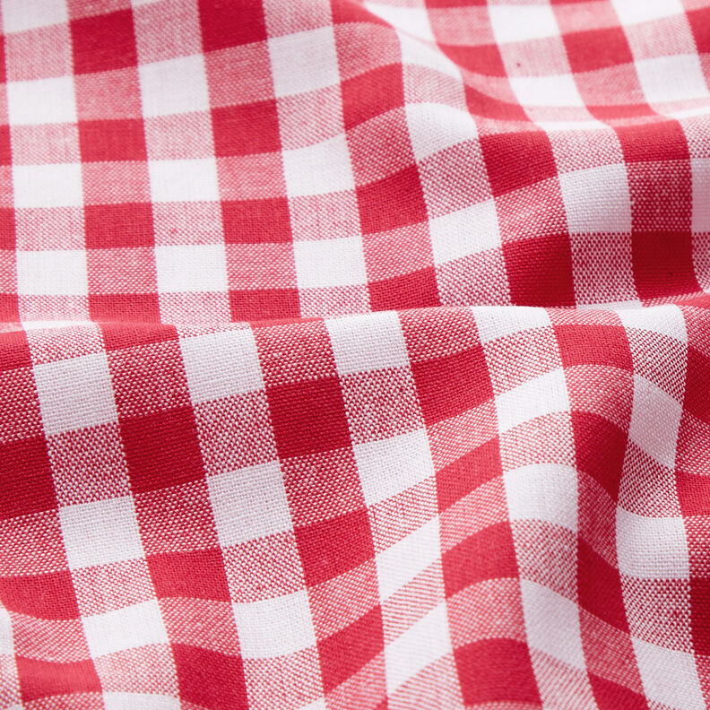 Katoenen stof Vichy ruit 1 cm – rood/wit,  image number 2