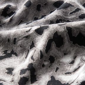 Viscosejersey abstracte luipaardprint – zilvergrijs/zwart, 