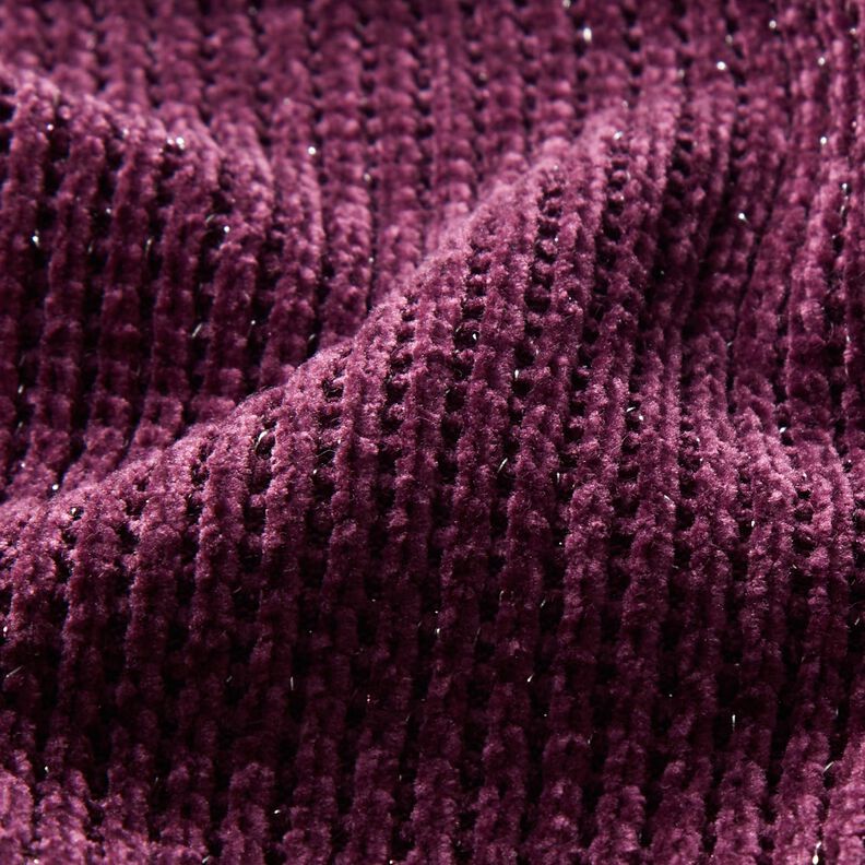 Glitter chenille – aubergine/zilver metallic,  image number 2